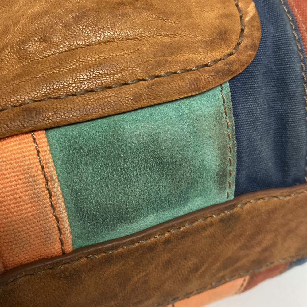 Fossil Fabric Crossbody Top Handle Patchwork Purse - image 7